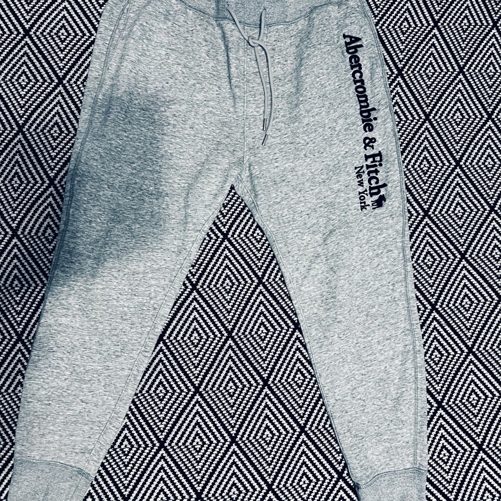 Abercrombie & Fitch Gray Sweat Joggers with Side Logo - Picture 2 of 8